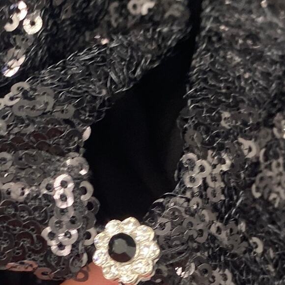 Tyler Boe Porter Dress Sequined V Neck Balloon Sleeves Mini Black Womens Small - Picture 8 of 10